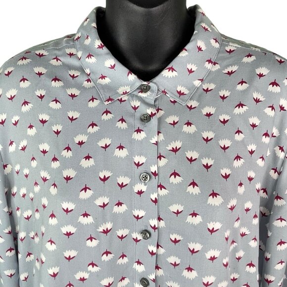 Coquette Boden Floral Long Sleeve Button Front Tunic Mini Dress Women’s 10 Gray - Picture 3 of 11